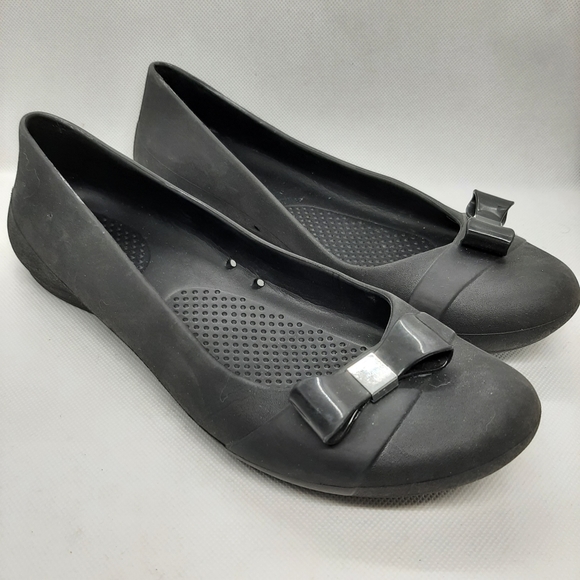 CROCS Gianna Bow Flat Black Women's US Size 8 - Picture 6 of 7